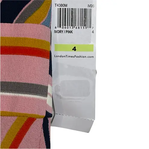 London Times Womens Dress Size 4 Pink Ivory Striped Partially Lined Stretch
