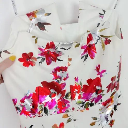 Black Halo NWT Eve Lena Sheath Midi Dress in Floral Fire Blossom Size 2 NEW