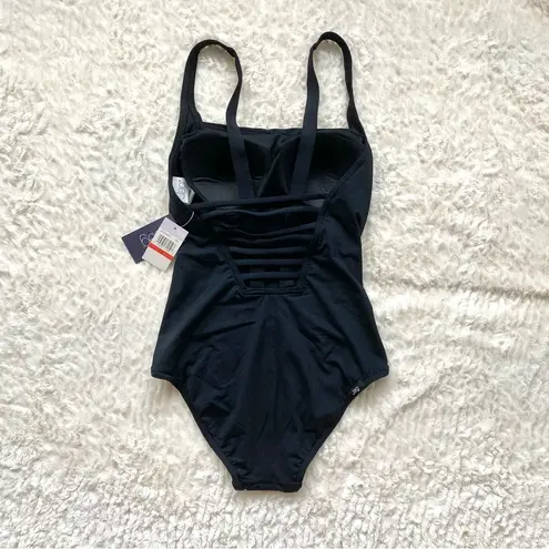 Jag jeans NWT Jag Shibori Solids One Piece Swimsuit Size XS Black Strappy Back Square Neck