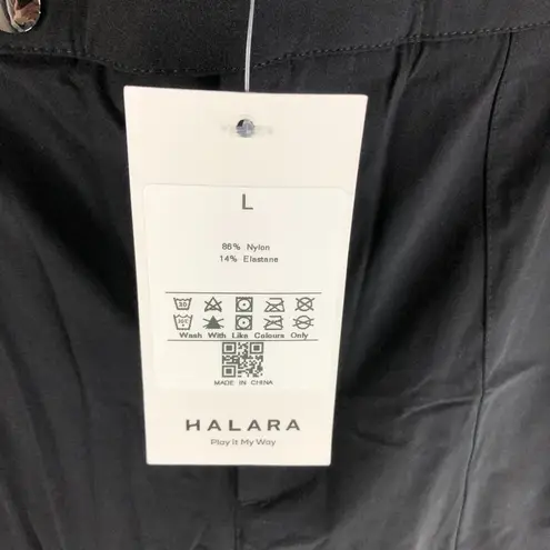 Halara High Waisted Belted Button Zipper Pocket Flare Casual Cargo Pants Black L