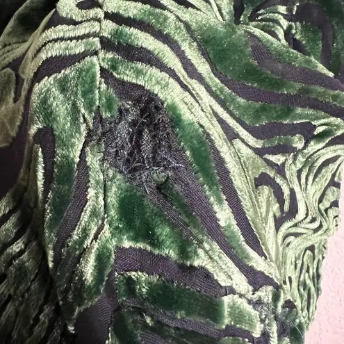 Ronny Kobo Astrid Green Animal Print Velvet Ruched Long Sleeve Midi Dress XS