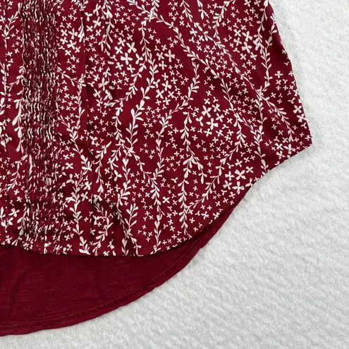 Dolan Anthropologie Tank Top Women's Large Wine Floral Solid Back Pleated Front Red