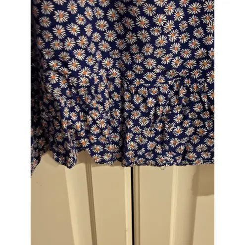 Cest La Vie Navy Daisy Print Sleeveless Mini Dress Size L Blue Size L