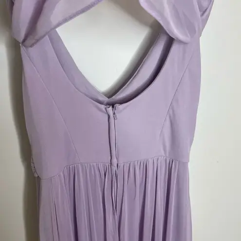 David's Bridal David’s Bridal Iris Long Mesh Dress with Cowl Back Detail Lavender Purple Maxi 4
