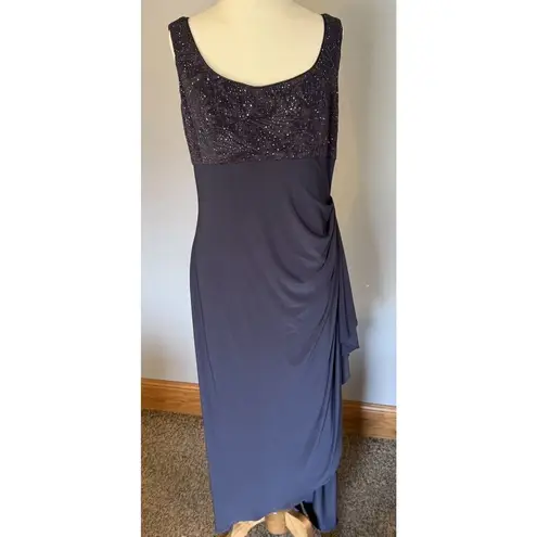 Alex Evenings Sz 10 Blue Mother Bride/Groom Formal Dress Sparkle Bolero Jacket