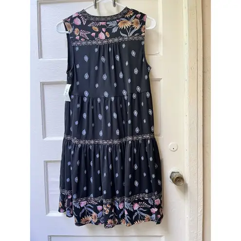 Style And Co Bohemian Dark Prairie Dress PS Midi Floral Navy Ranch Peasant New Black Size undefined