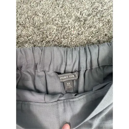 J. Crew Point Sur Gray Seaside Linen Blend Crop Wide Leg Pants Size 8T Lagenlook