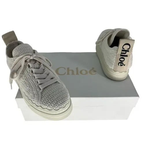 Chloé Chloe Lauren Crochet Sneakers in White