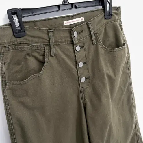 Levi's  Mile High Cropped Wide Leg Jeans High Waist Button Fly Sz 30 Olive Green