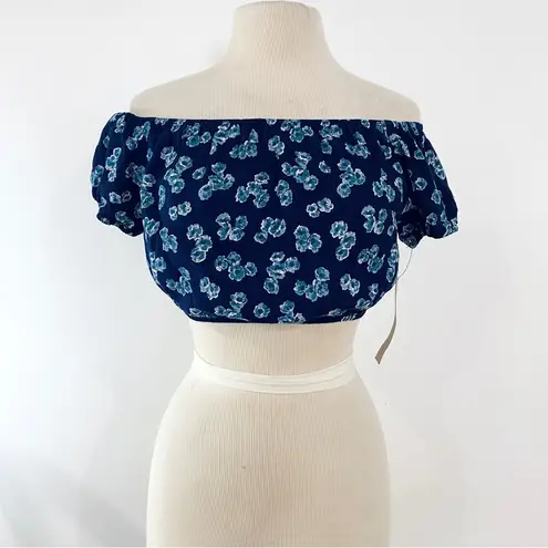 Reformation  off shoulder floral top in blue