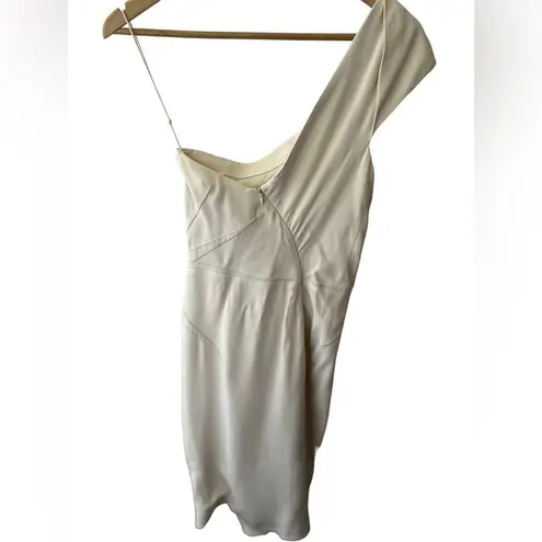 Zac Posen Cream One Shoulder Sheath Cocktail Dress Size 2