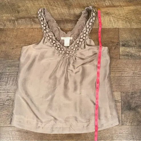 Gold Hawk 100% Silk Elegant Creamy Light Brown Sleeveless Pom