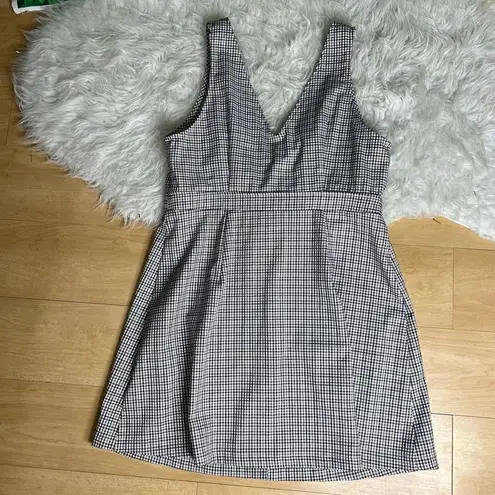 Plaid overall dress sleeveless size L White Size L
