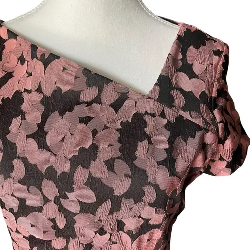 Donna Karan Women's 4 Asymmetrical Pink Floral Pencil Sheath Dress Office Formal