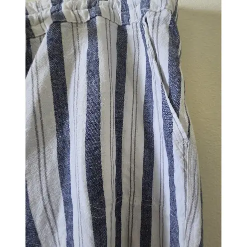 Per Se Striped Linen Blend Drawstring Waist Casual Pants 1X