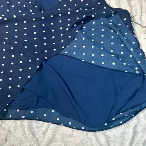 Nine Britton  XL Navy White Polka Dot Double VNeck Top Maternity Business Casual