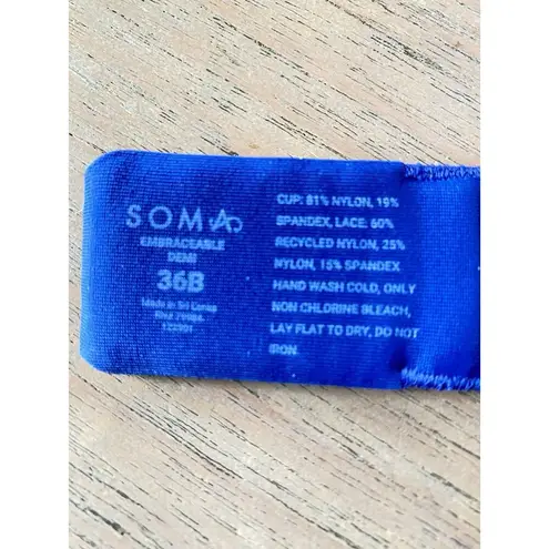 Soma Bra 36B Embraceable Enchanting Lace Demi Bras Lined Underwire Adjustable Blue Size undefined