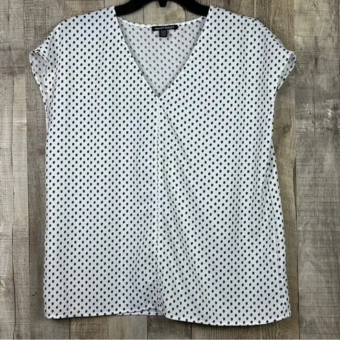Hilary Radley Small Black & Gray Print on White Sleeveless V-Neck Tunic