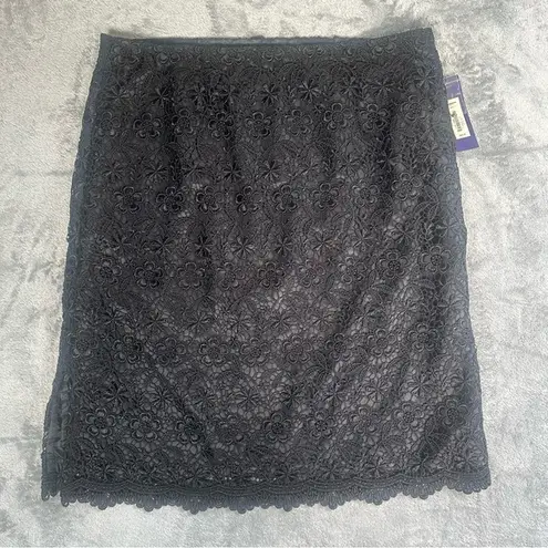 Apt. 9  Black Floral Crochet Skirt