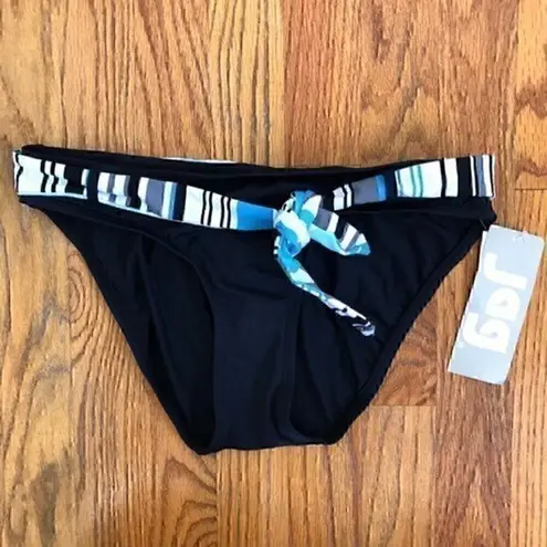 Jag jeans NEW NWT  Solid Black Blue White Belted Stripe Y2K Bikini BOTTOM Small S