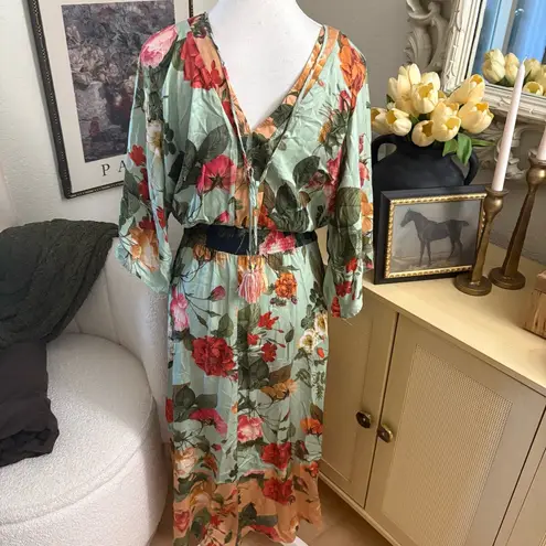 Farm Rio Marilla Maxi Dress Floral Kimono Bohemian Size XS