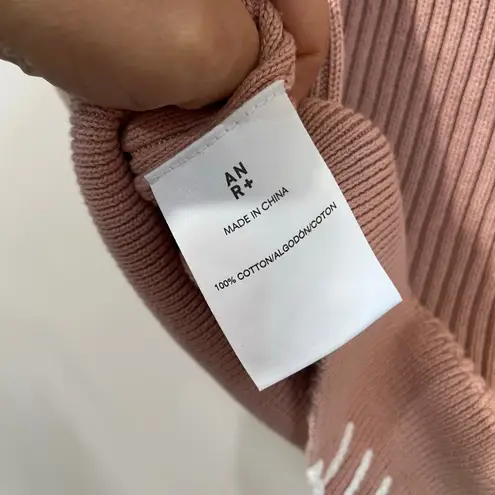 Alp N Rock Taylor Knit Tank Top Size M Pink Ribbed Crochet Detail Preppy Chic Size M