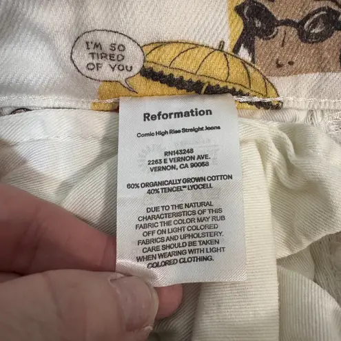 Reformation Comic High Rise Straight Jeans | White | Button Fly | Size 25 | Rare