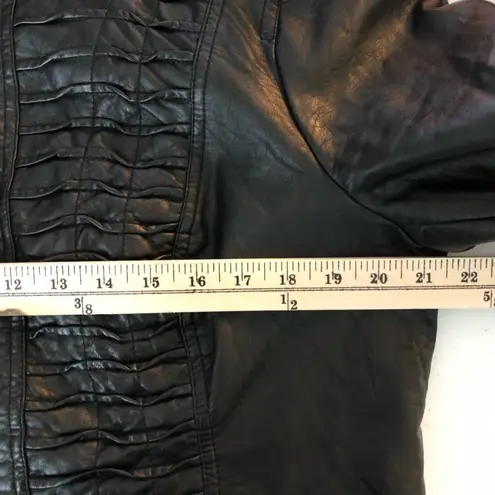 Blanc Noir Womens Faux Leather Motorcycle Biker Jacket Black Full Zip Lined XL