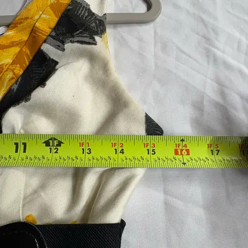 Corey P yellow, black, and white floral print fit and flare dress women’s sz 4 Yellow