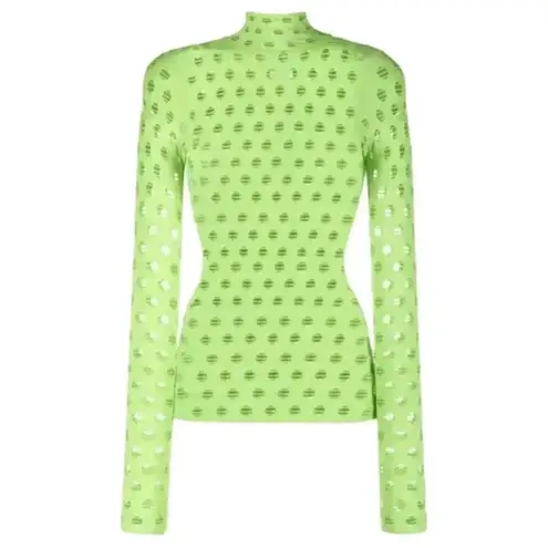 Maisie Willen Knitted Perforated Turtleneck Green Size undefined