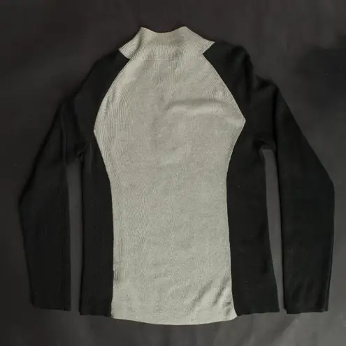 RALPH LAUREN Polo Cotton Zip Raglan Long Sleeve Gray and Black Sweater Large