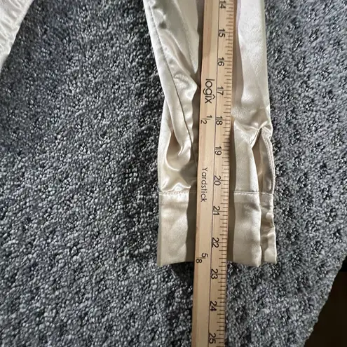 Rihoas Satin Wrap Blouse Small Gold Long Sleeve Button Cuff Collared Dressy Top