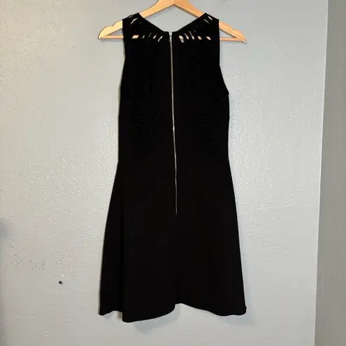 Sandro Paris Women's Black Mini Dress Slit Open Back Fit and Flare Size 4 Party