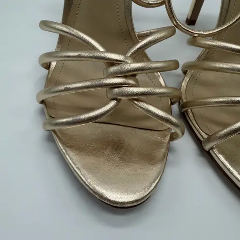 Schutz NWOB Rachel Metallic Gold Strappy Heels Size 8.5B