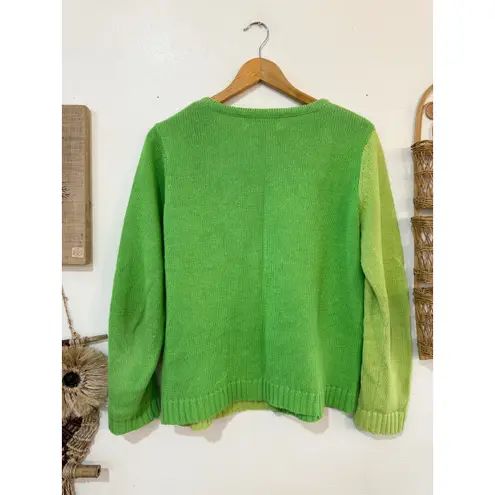Tiara International Y2K Green Christmas Cardigan size medium