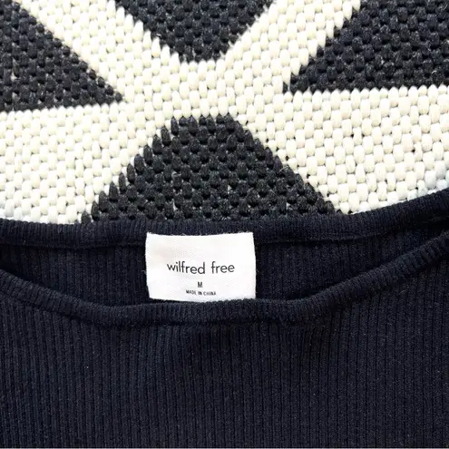 Wilfred Free Cut Out Ribbed Knit Sweater Mini Dress in Black Medium