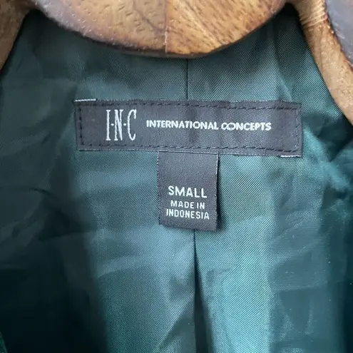INC International Concepts Green Velvet Double Breasted Blazer S Green
