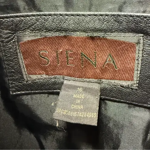 Siena Elegant Black Quilted Leather Jacket Vintage Size 16