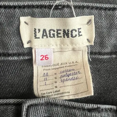 L'Agence L’Agence Womens High Line Vintage Gray Distressed Cropped Raw Hem Slim Leg Jeans