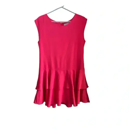 CeCe Cynthia Steffe Pink Lily Tiered Ruffle Drop Waist cap sleeve Party Dress