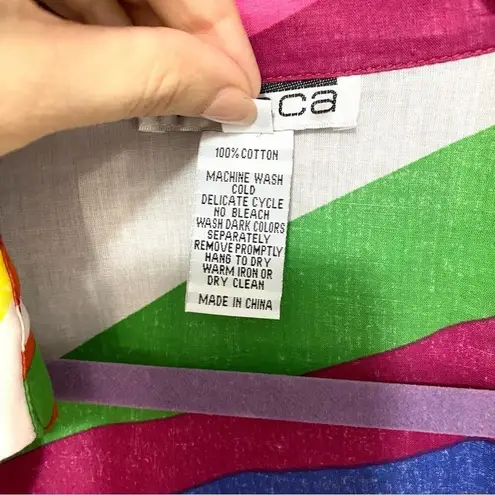 VIntage 90s Mishca Colorful Bright Open Tie Front Long