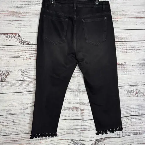Soft Surroundings Black Cropped Tassel Hem Jeans 12P