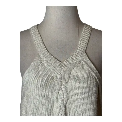Lafayette 148 Sweater Women XL Ivory Linen Silk Cable Knit V Neck Preppy Luxury Gold