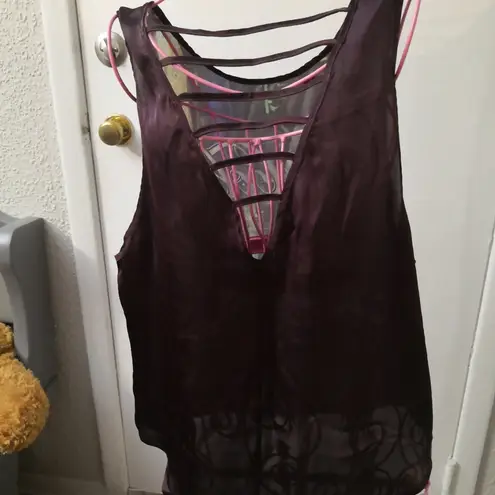 Coke Jeans Cityscape Cut Out Tank Top Black/Purple M Coca Cola ATL Collectible Black Size M