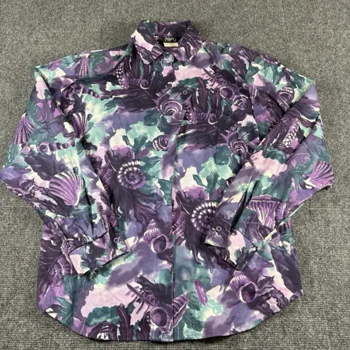 Vintage Roper Shirt Womens All Over Print M Western Button Long Sleeve Made USA Size M