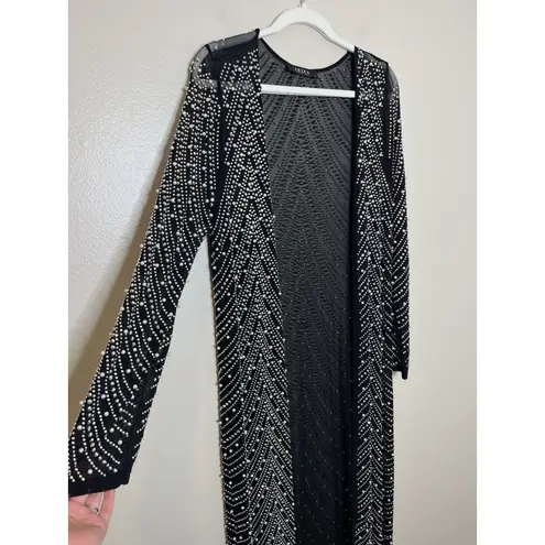 Akira  Sequined Beaded Long Duster Kimono Cardigan L Sparkly Festival Concert Boh