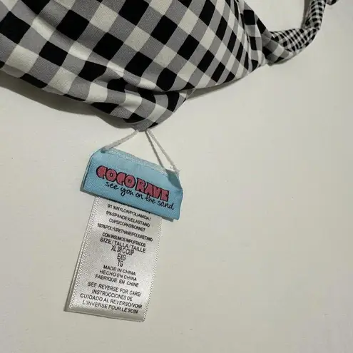 Coco Rave Black And White Checkered Reversible Bikini Swimwear Top XL / 38C Cup