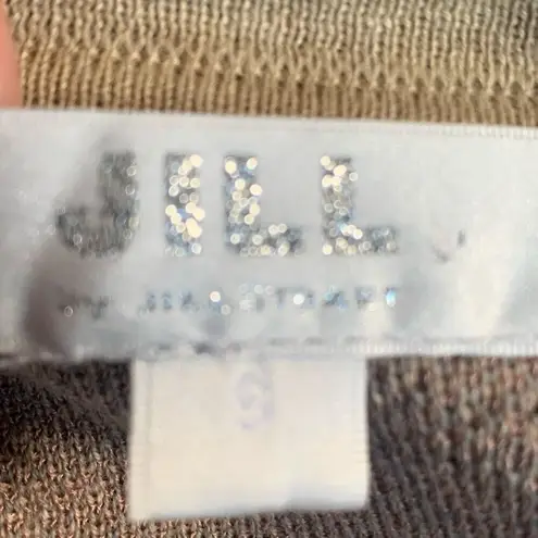 JILL Pastel Oatmeal Light Pink Parrot Animal Print Knit Cropped Cardigan Sweater Tan