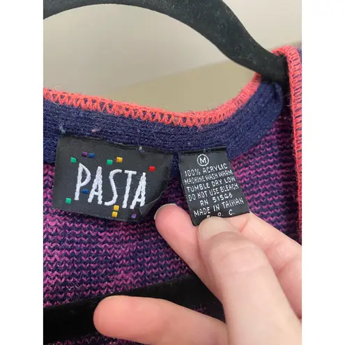 Vintage 80s Chunky Cardigan Sweater Bold Colorful Aztec Patterned Women's M Blue Size M