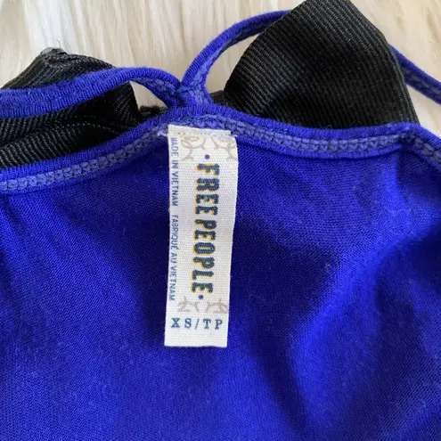 Free People  Bowtie Tank in Blue & Black